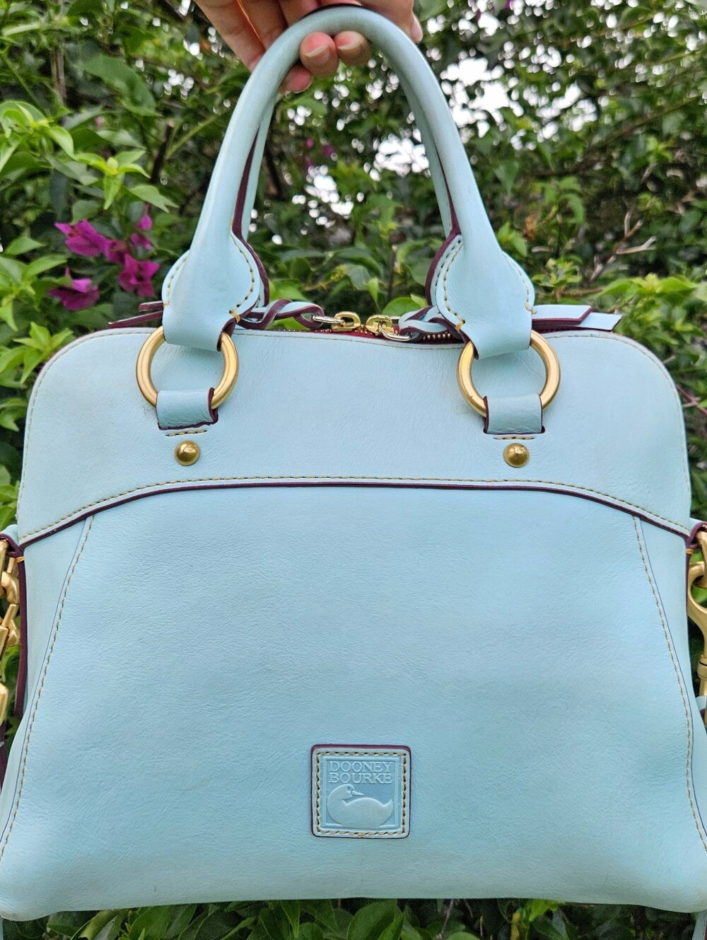 Dooney & Bourke Florentine Cameron Satchel Light Blue Leather Crossbody